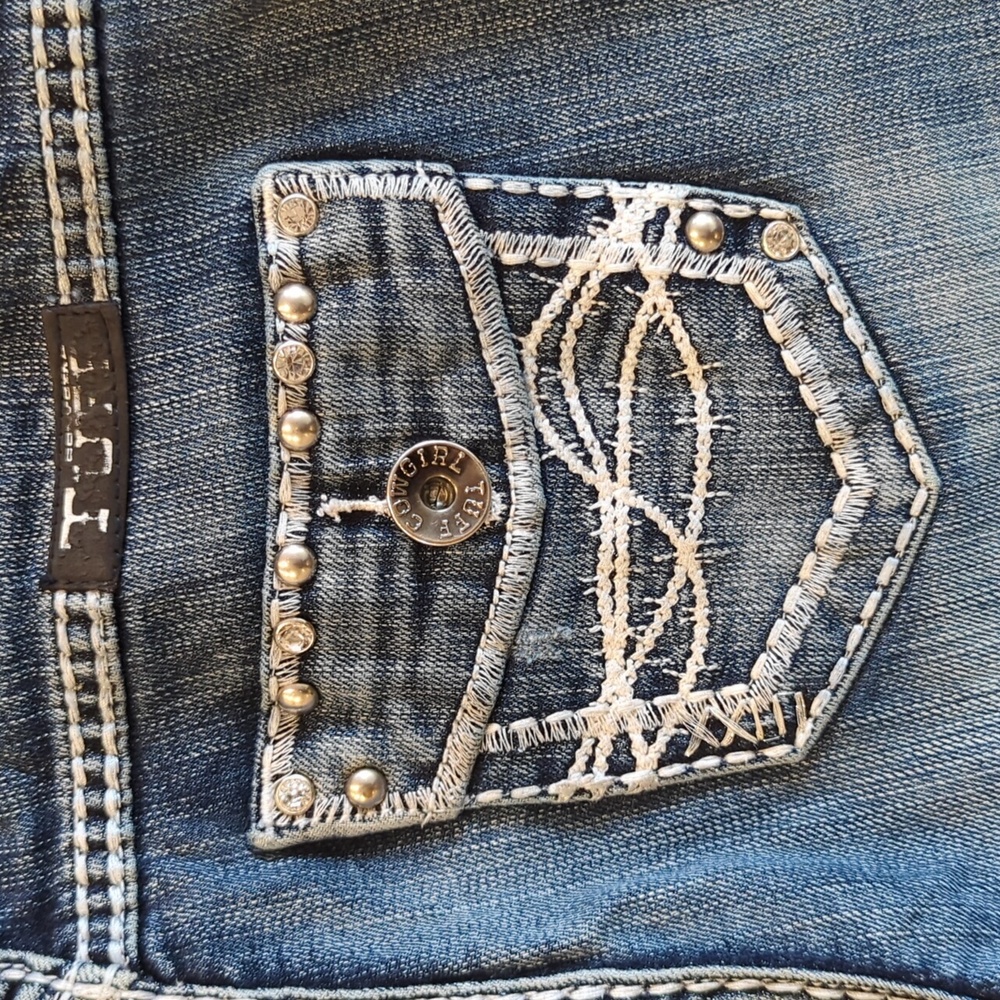 COWGIRL TUFF "Ride & Shine" bootcut horseback Riding jeans 26x35L tall EUC - Picture 13 of 13